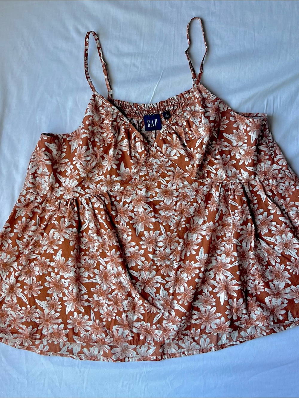 GAP Rust Floral Tiered Spaghetti-Strap Camisole